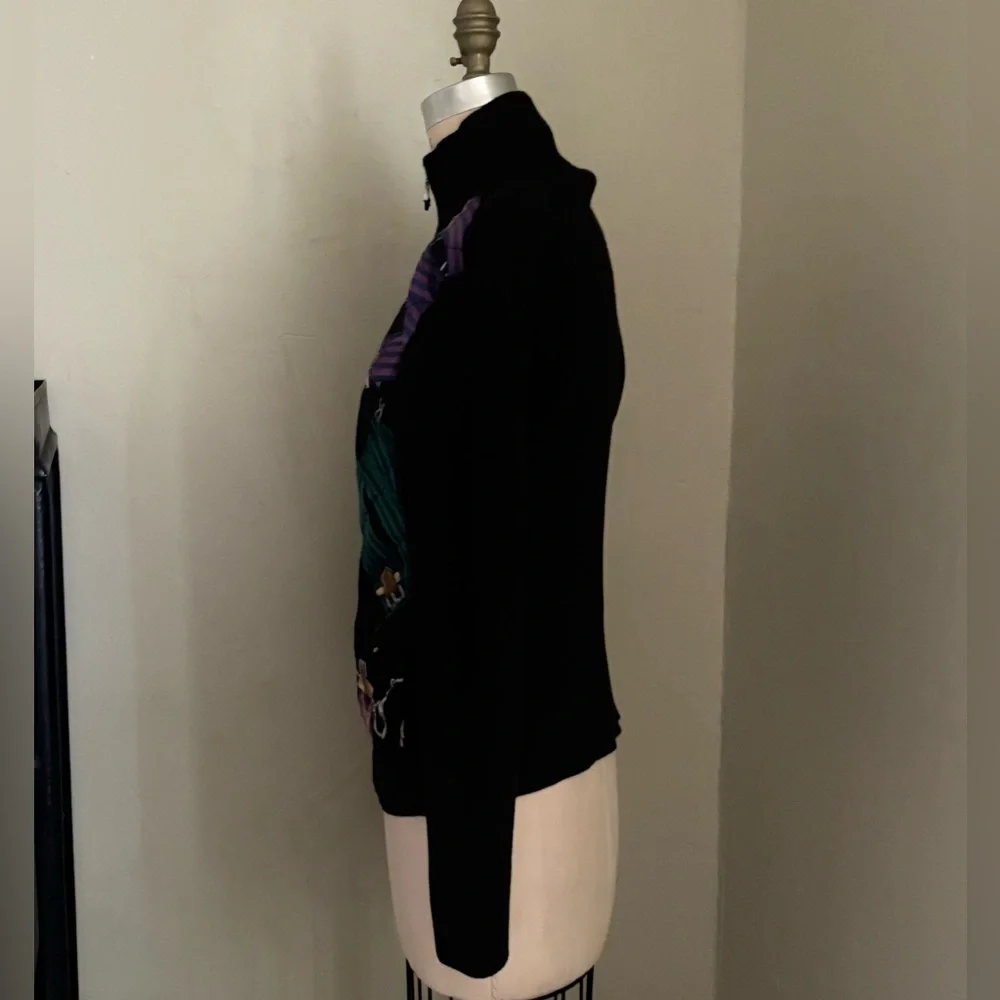 LAUREN RL Stylish Black Jacket with Green and Purple Accents - Picture 3 of 12